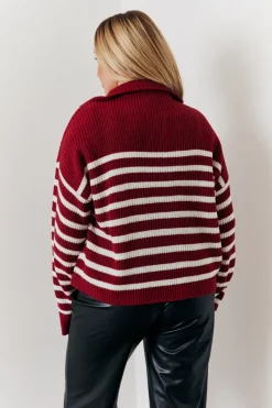 Stripe Quarter Zip Knitted Jumper