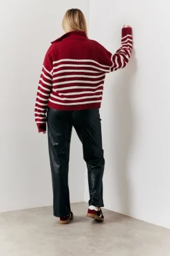 Stripe Quarter Zip Knitted Jumper