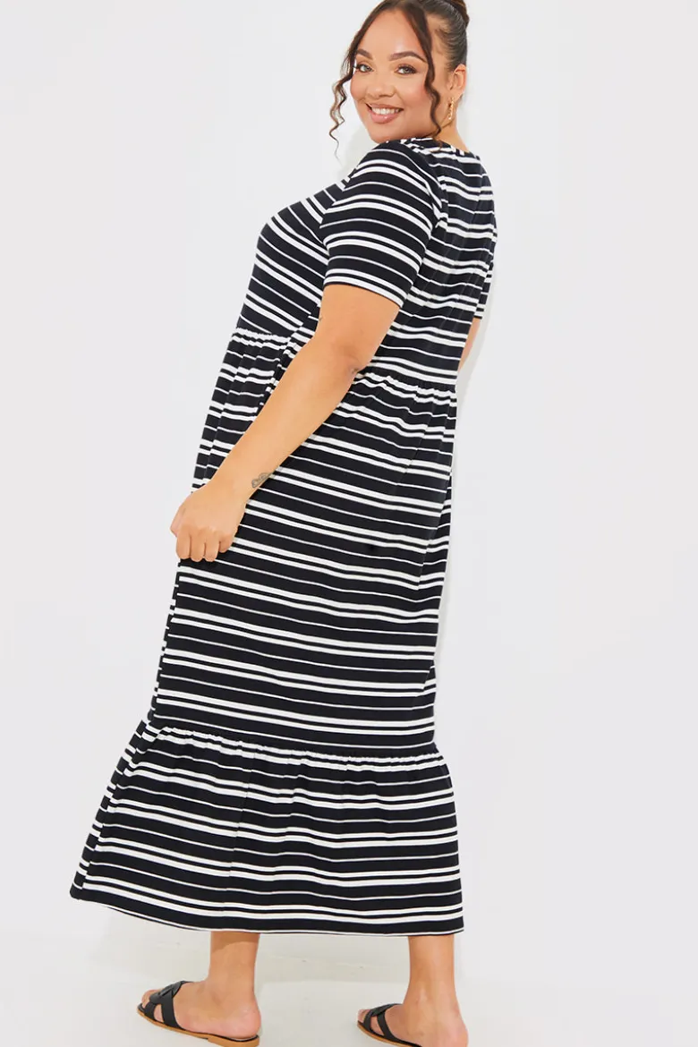 Stripe Smock Midaxi Dress