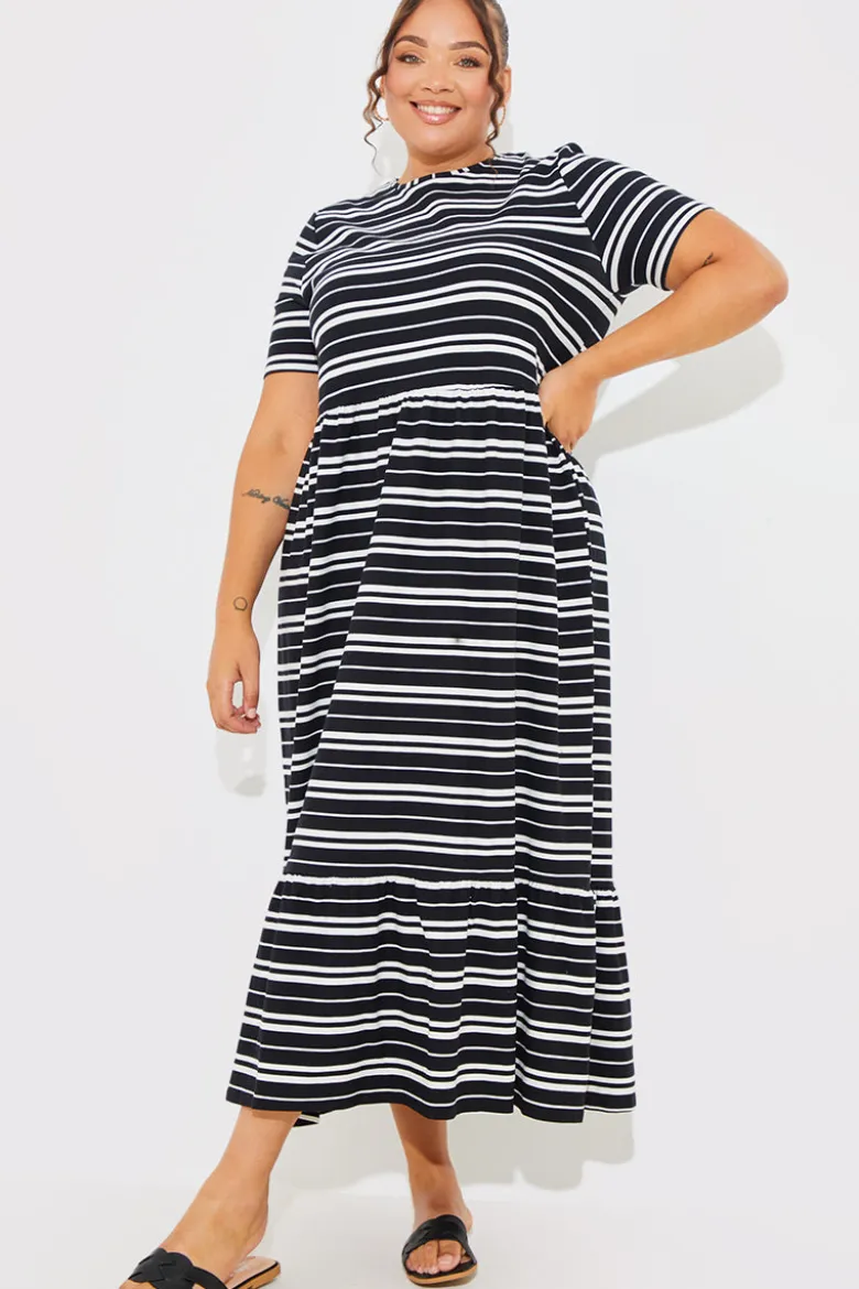 Stripe Smock Midaxi Dress