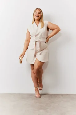 Structured Pocket Detail Belted Mini Dress