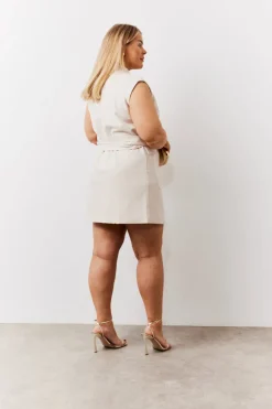 Structured Pocket Detail Belted Mini Dress
