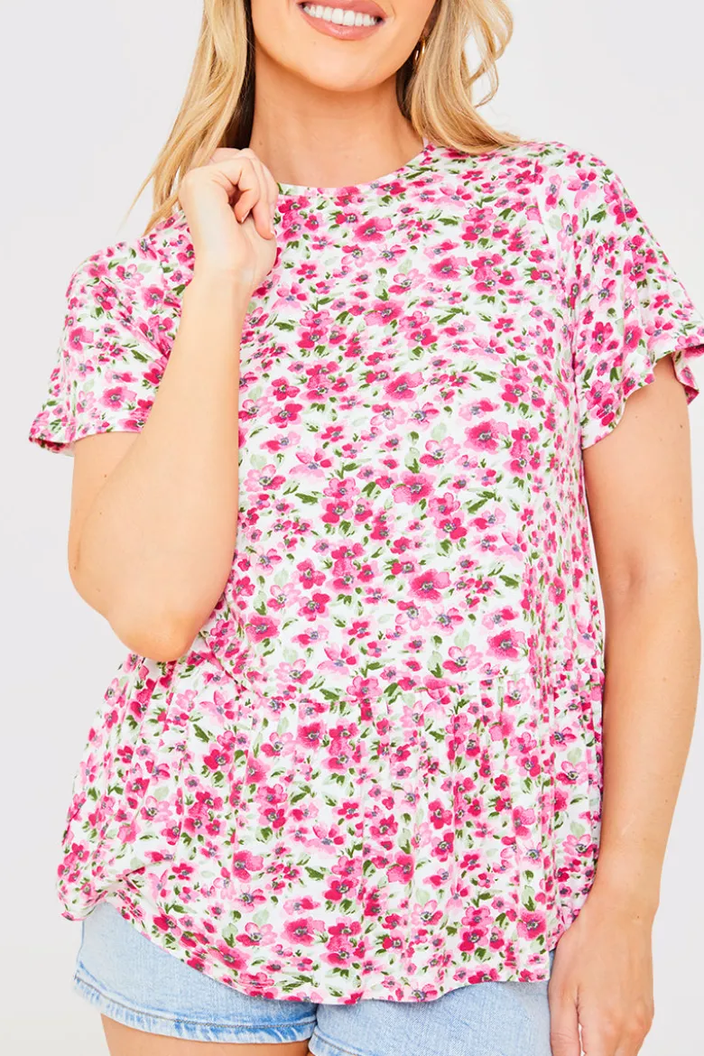 Sustainable Floral Peplum Top