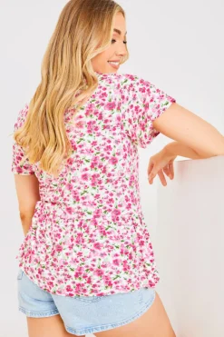 Sustainable Floral Peplum Top