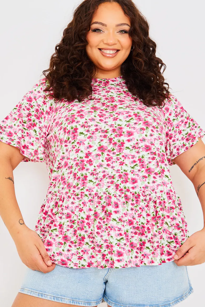 Sustainable Floral Peplum Top