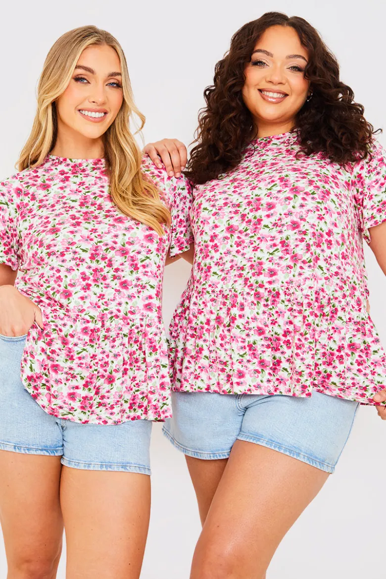 Sustainable Floral Peplum Top