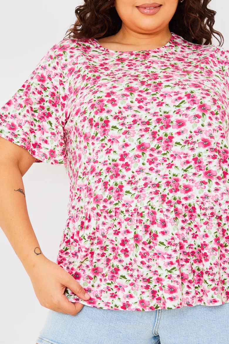 Sustainable Floral Peplum Top