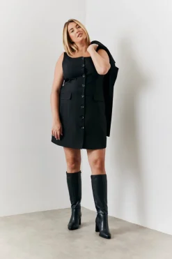 Tailored Button Through Mini Dress
