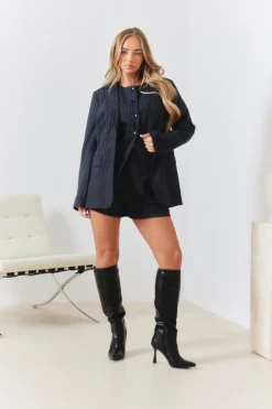 Tailored Pinstripe High Waisted Co-ord Shorts