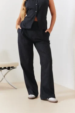 Tailored Pinstripe Wide Leg Co-ord Trouser