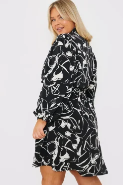 Teardrop Collar Mini Dress with Belt