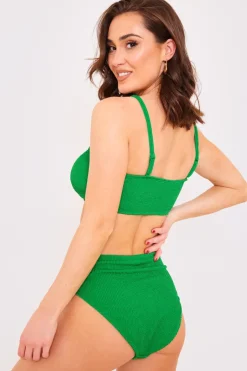Textured Bandeau Crinkle Ring Detail Bikini Top