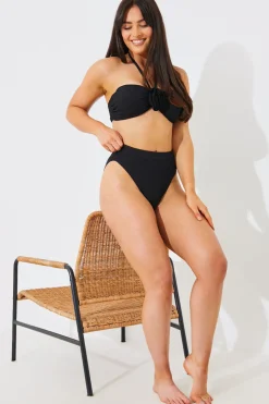 Textured Corsage Halter Neck Bikini Top