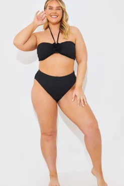 Textured Corsage Halter Neck Bikini Top