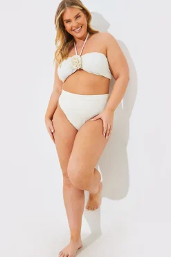 Textured Corsage Halterneck Bikini Top