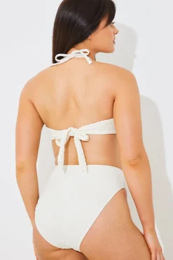 Textured Corsage Halterneck Bikini Top