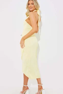 Textured Halter Neck Midi Dress