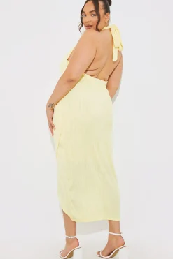 Textured Halter Neck Midi Dress