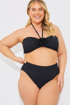 Textured High Waist Bikini Bottoms
