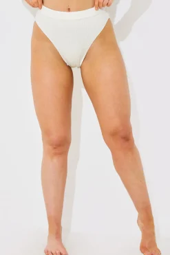 Textured High Waist Bikini Bottoms