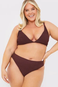Textured High Waist Control Bikini Bottom