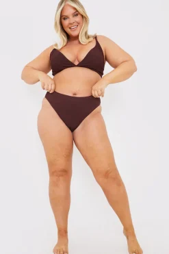 Textured High Waist Control Bikini Bottom
