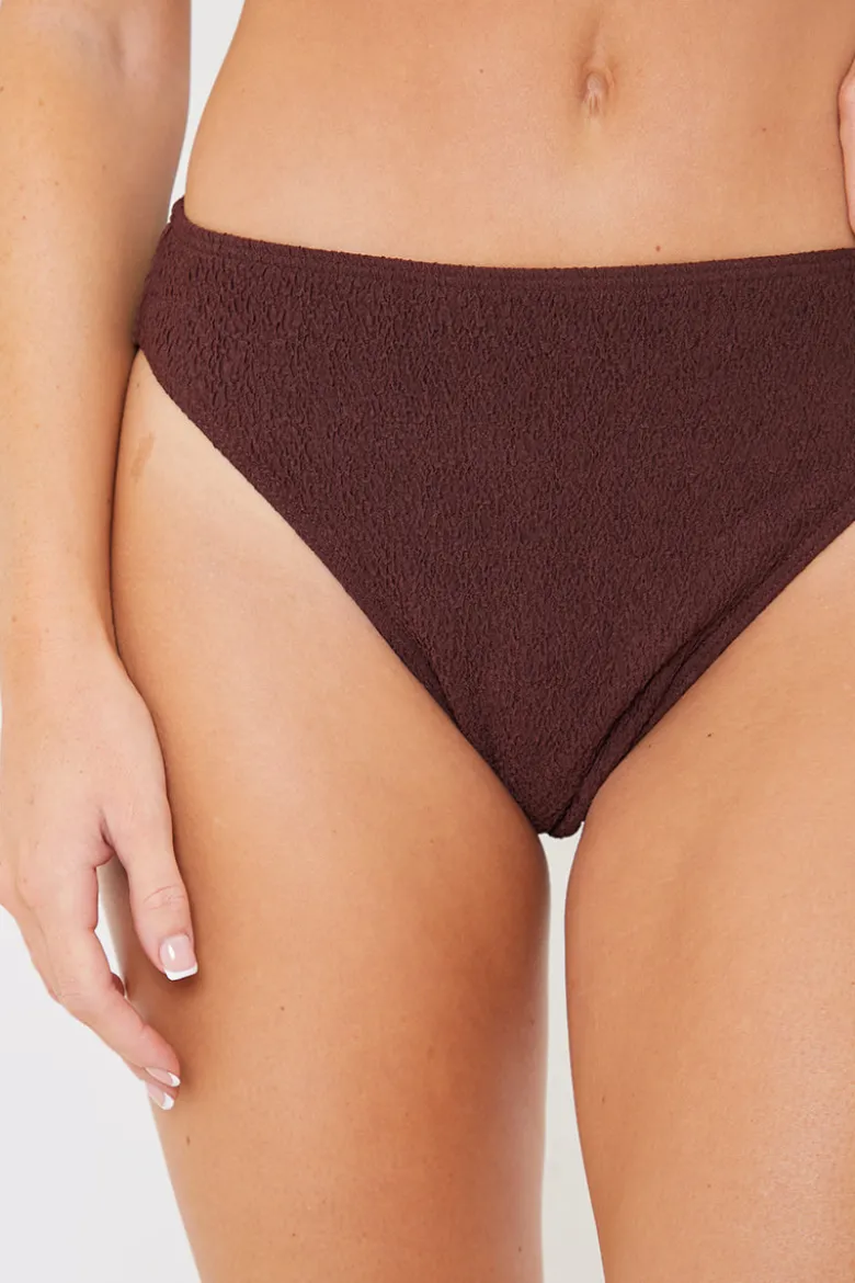 Textured High Waist Control Bikini Bottom