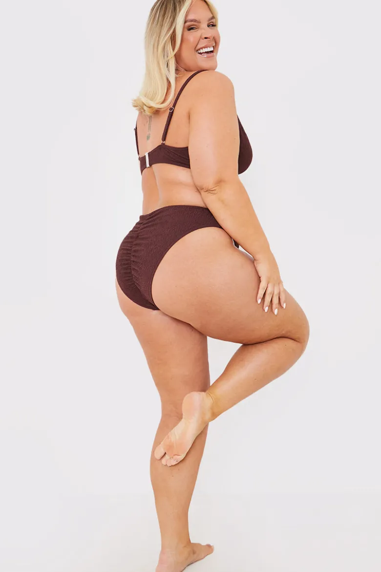 Textured High Waist Control Bikini Bottom