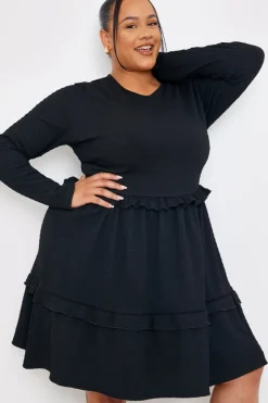Textured Jersey Frill Detail Smock Dress