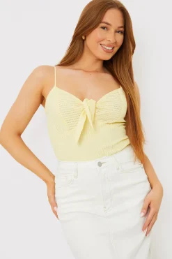 Textured Knot Detail Strappy Bodysuit