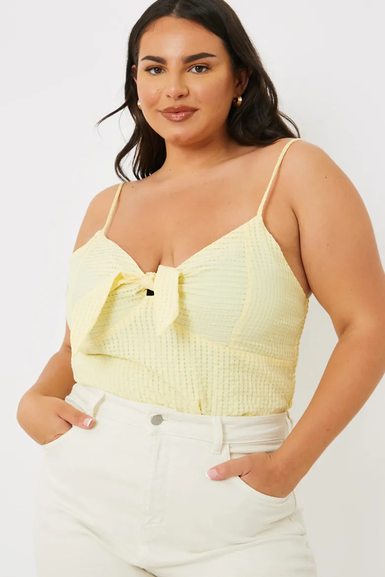 Textured Knot Detail Strappy Bodysuit