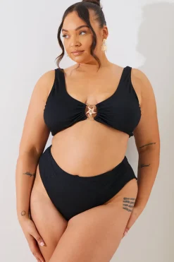Textured Starfish Detail High Waist High Leg Bikini Bottoms