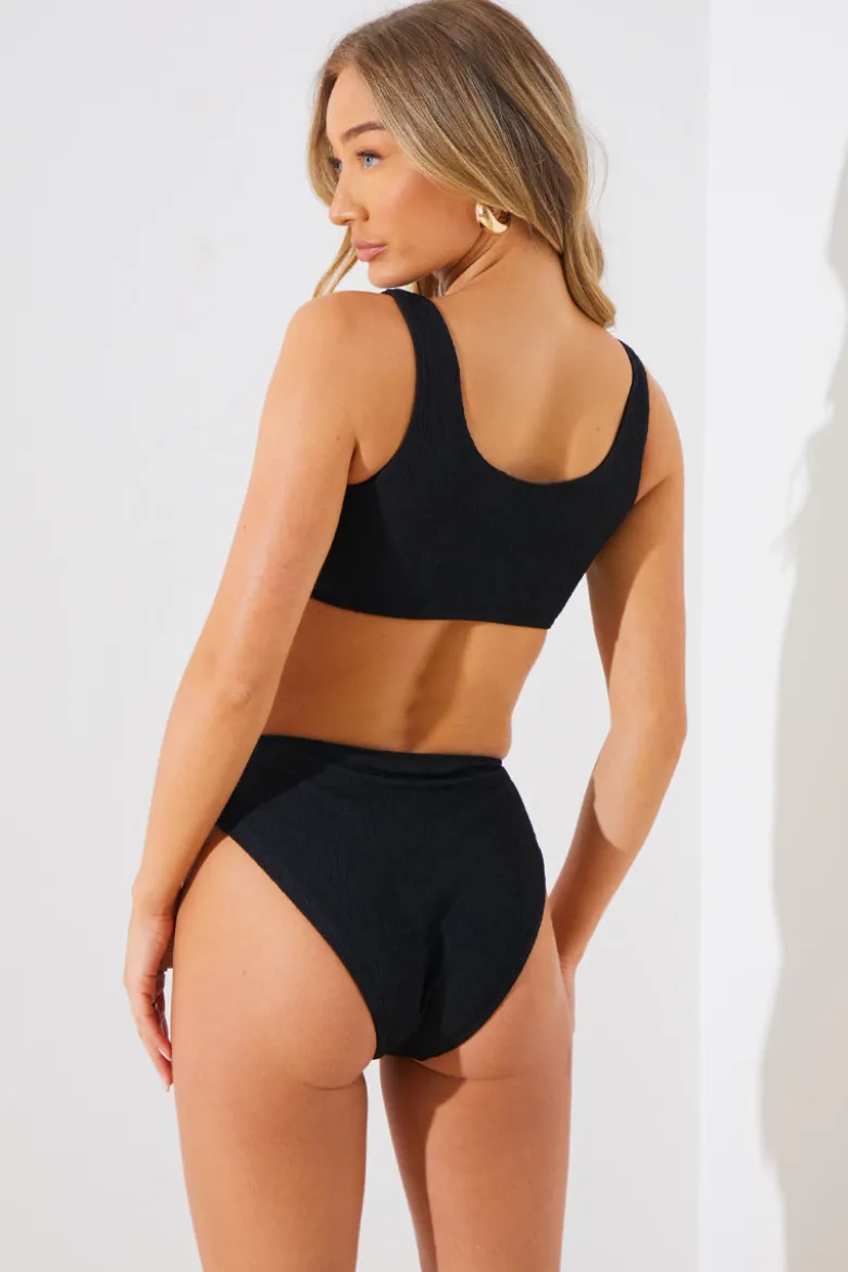 Textured Starfish Detail High Waist High Leg Bikini Bottoms