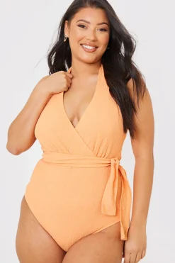 Textured Wrap Swimsuit