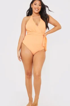 Textured Wrap Swimsuit
