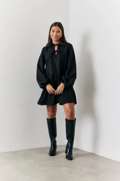 Tie Detail Balloon Sleeve Smock Dress