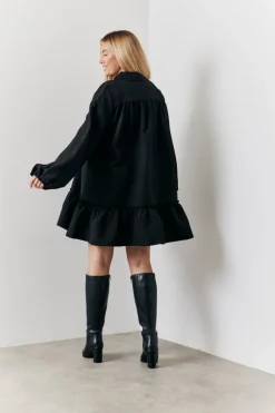 Tie Detail Balloon Sleeve Smock Dress