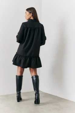 Tie Detail Balloon Sleeve Smock Dress