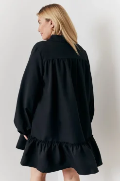 Tie Detail Balloon Sleeve Smock Dress