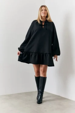 Tie Detail Balloon Sleeve Smock Dress