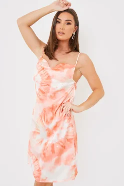 Tie Dye Cowl Neck Midi Dress