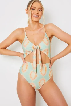 Tie Front Cut Out Swimsuit