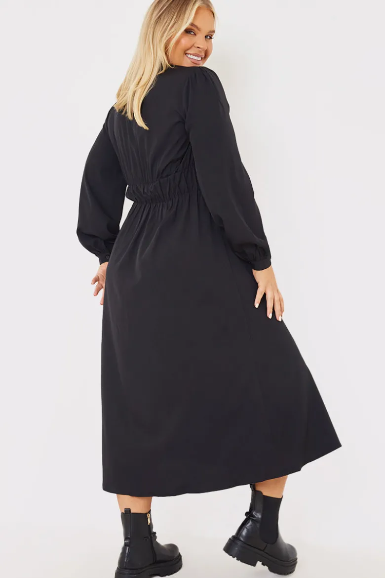 Tie Front Waist Detail Midi Dress