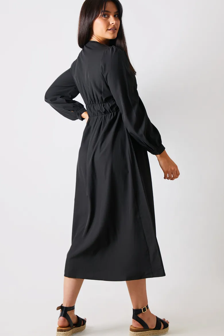 Tie Front Waist Detail Midi Dress