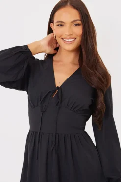 Tie Front Waist Detail Midi Dress