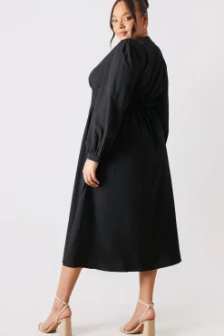 Tie Front Waist Detail Midi Dress