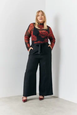 Tie Front Wide Leg Trouser