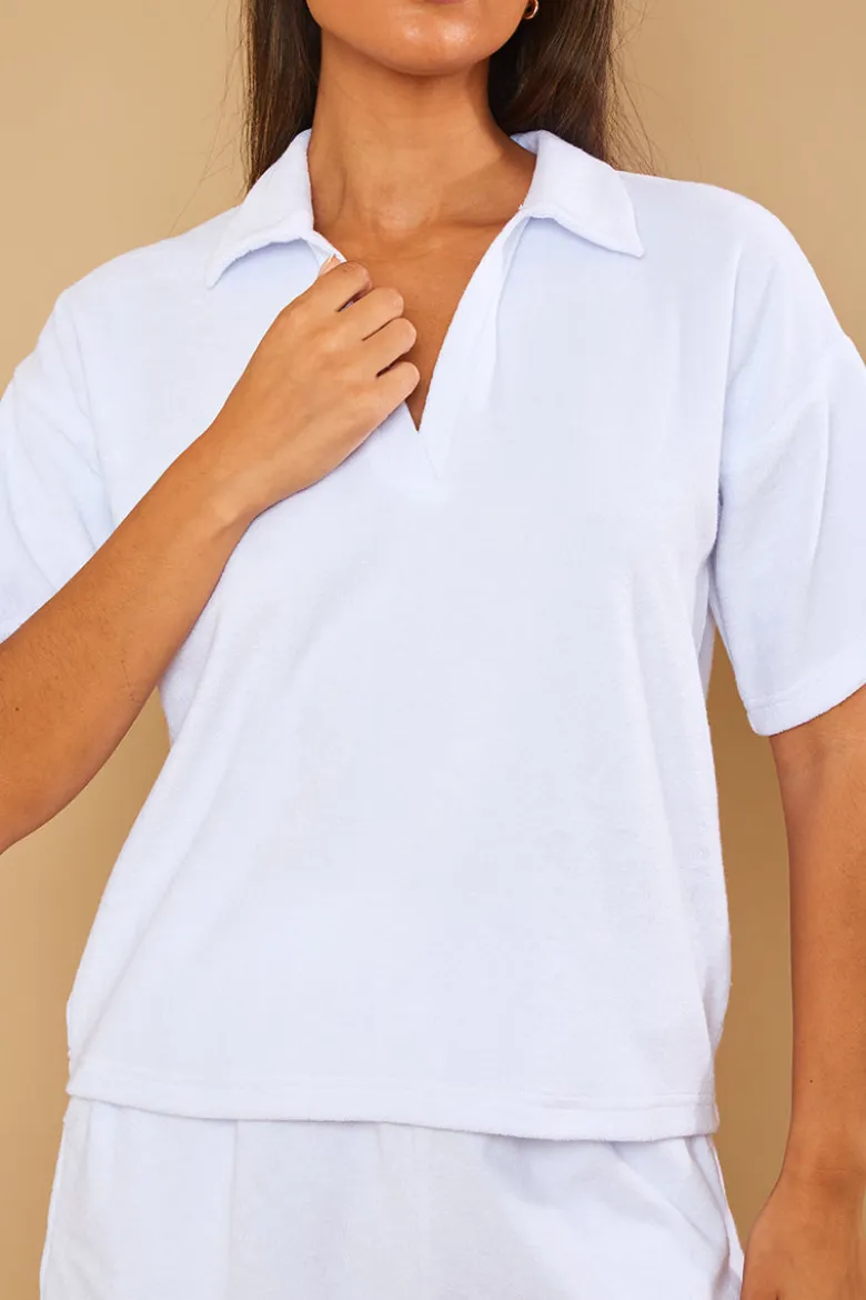 Towelling Co-Ord Polo T-Shirt