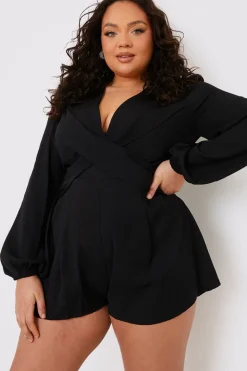 Twist Front Balloon Sleeve Playsuit