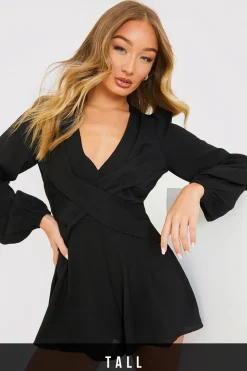 Twist Front Balloon Sleeve Playsuit